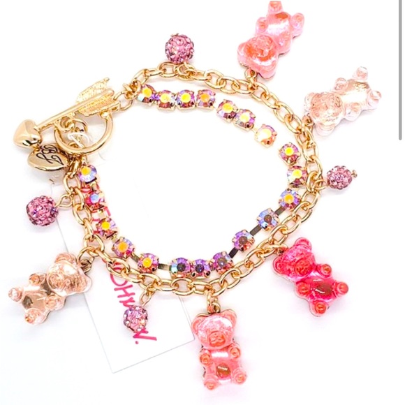 Betsey Johnson “Lovely in Pink” Gummy Bear Fireball Charm Bracelet NWT - Picture 1 of 5
